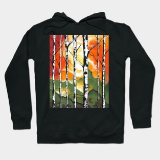 ORANGE Spice Birch Tree Acrylic Painting Hoodie